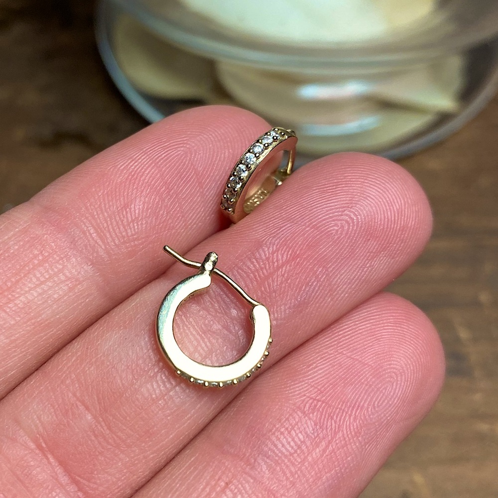14k Yellow Gold Plated Small Hoops with CZ